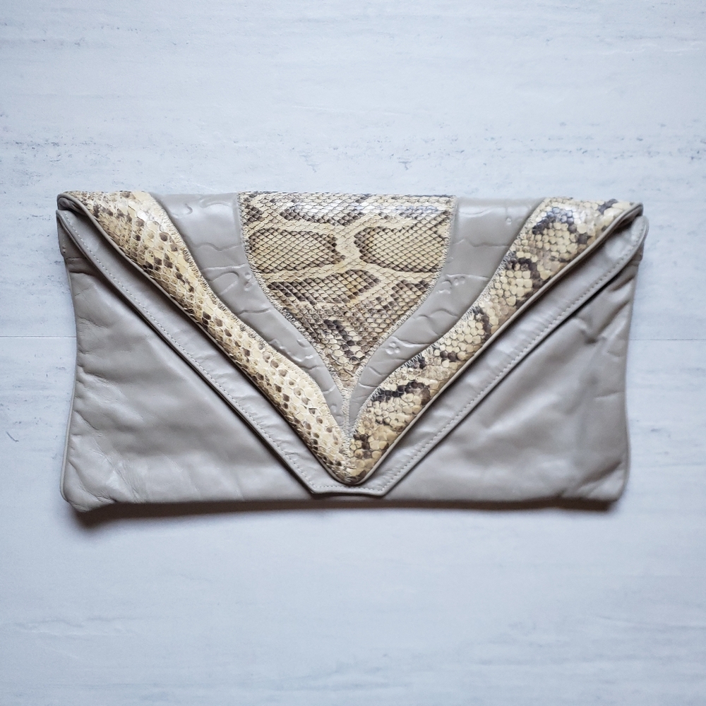 Vintage Hala Snakeskin Oversized Clutch
